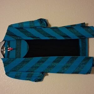 Blue and Black Striped Cardigan